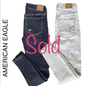 AMERICAN EAGLE Jeans Skinny High Waisted Size 2 Short Distressed Pair